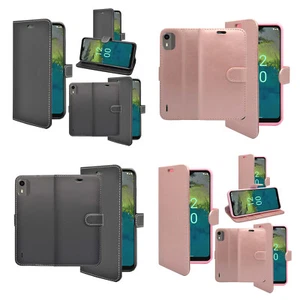 Pour Nokia C12 Étui de téléphone Wallet Flip PU Couverture de protection de la fente de la carte de support en cuir