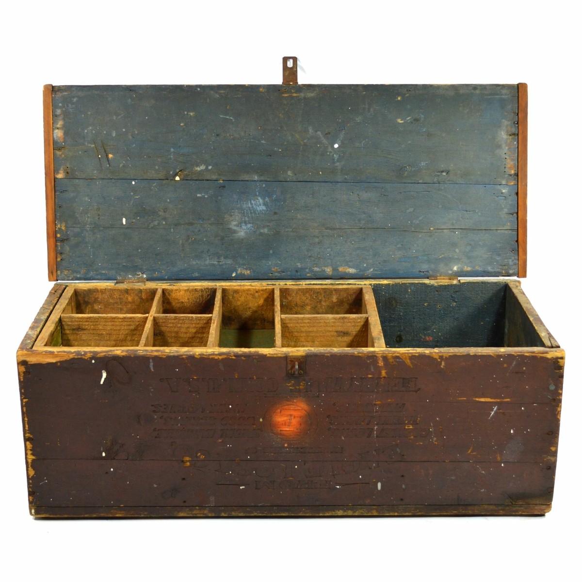 Antique EAGLE LOCK CO SALESMAN CHEST Wood Box + GRANGER TOBACCO