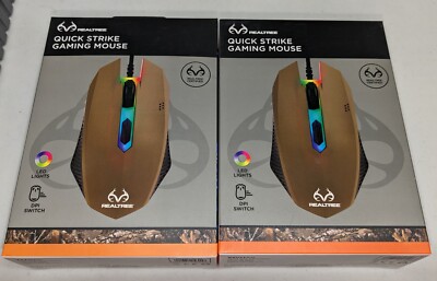 2x Vivitar-RealTree Quick Strike Gaming Mouse DPI Switch LED RBG lights-Corded