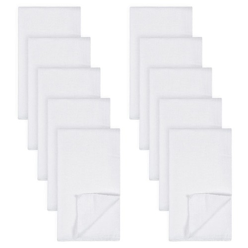 10 Count Cloth Diapers Reusable Washable Burp Cloth Flatfold White 100% Cotton - 第 1/6 張圖片