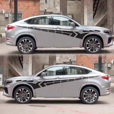 Car Sticker Sport Wing Side Door Decal Body Vinyl Graphic Black 340x40cm Trims