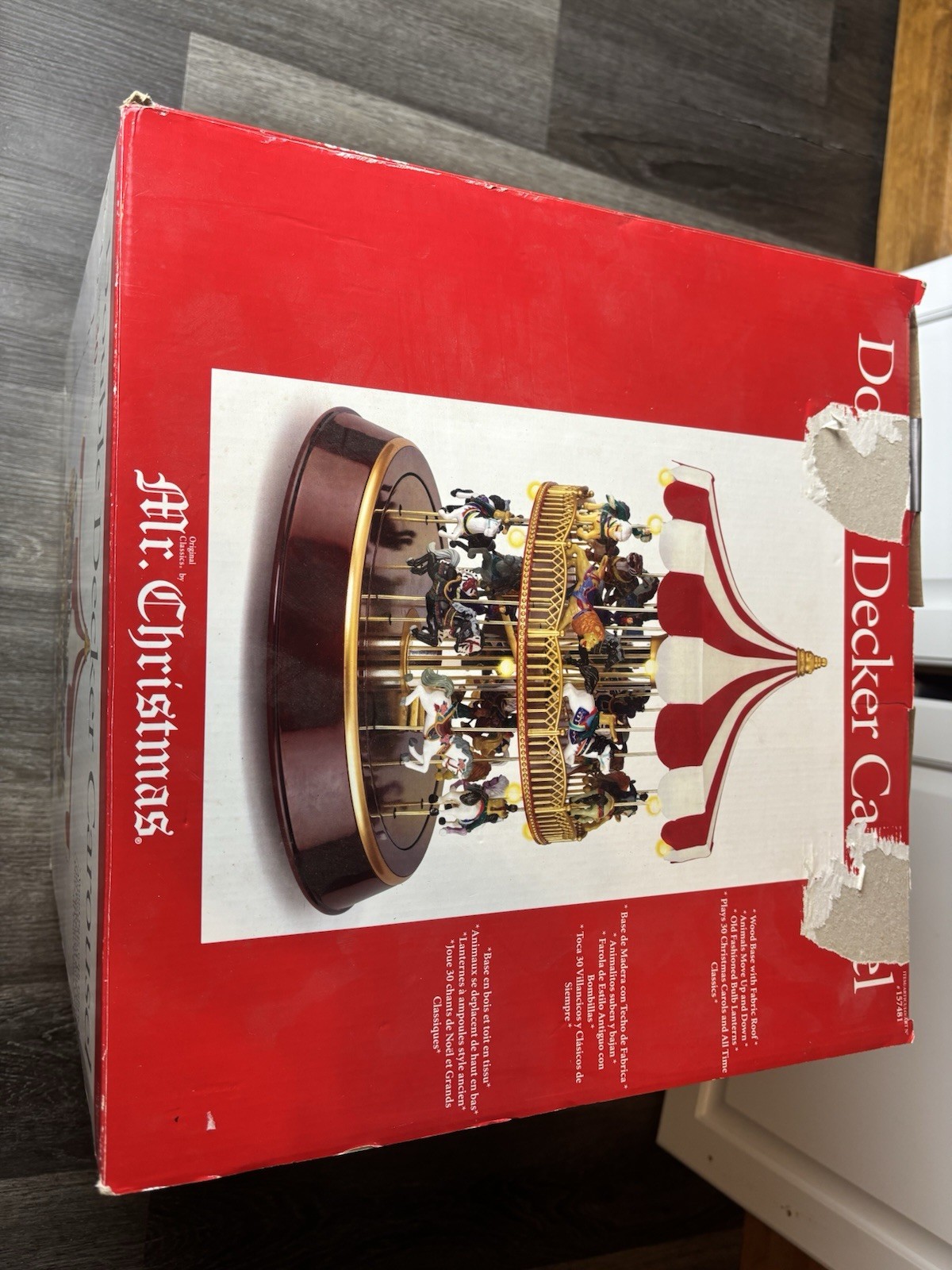 Mr. Christmas Animated Double Decker Carousel Lights Up, Spins And Plays30 Songs