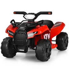 Costway 6V Kids ATV Quad Electric Ride On Car Toy Toddler w/LED Light MP3 Red