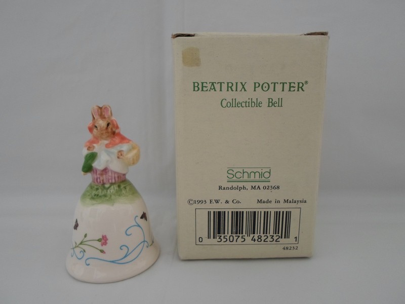 Beatrix Potter "Mrs. Rabbit" Porcelain Collectible Bell with Box (Schmid) 1993