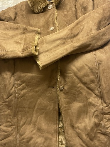Dennis Basso suede coat faux fur trim lined-Women’s Size-U.K-20”-EUR-48”-U.S-18” - Picture 20 of 24