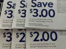 $16 Similac Coupons expire 12/31/25. Four (4) $3 Coupons & Two (2) $2 coupons.