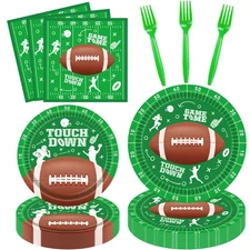 160 PCS Football Party Tableware Birthday Supplies for 40 Guests with Forks