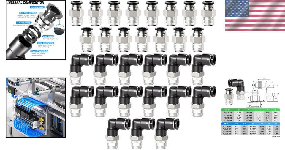 Durable Plastic & Copper Tube Connectors - 3/8 OD x 1/4 NPT - Pack of 30 - Image 2 of 4