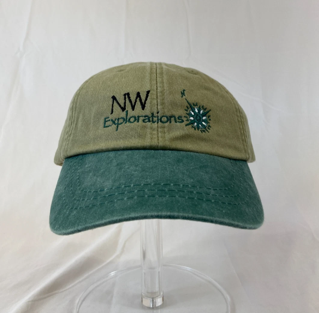 NW Explorations Baseball Cap Buckleback Lined Hat Tan Green Compass Outdoors