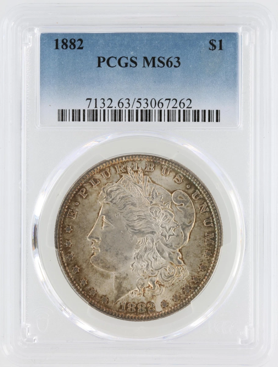 Silver MS 63 Graded 1882 Year Morgan US Dollars (1878-1921) for