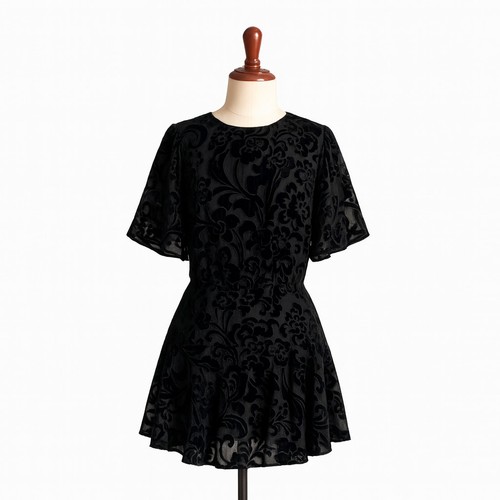 NEW Free People Manuka Burnout Velvet Mini Dress Black Size Small