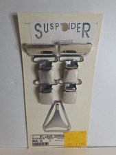 VTG Suspenders Hardware Triangle Side Adjuster Clamps, Lant Clips New on Card