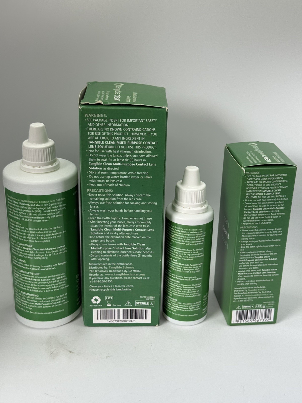 2x Tangible Clean Multi-Purpose Lens Solution Scleral /Gas Permeable 12oz& 3.4oz