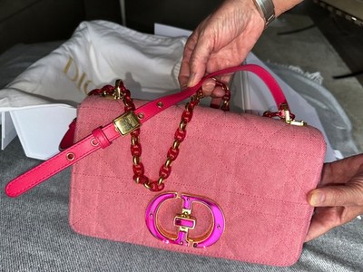 Mittelgroße Dior Caro Tasche Pink