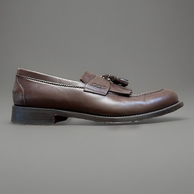 Velasca Men's 10 Tassel Loafers Brown Leather Made In Italy Slip On