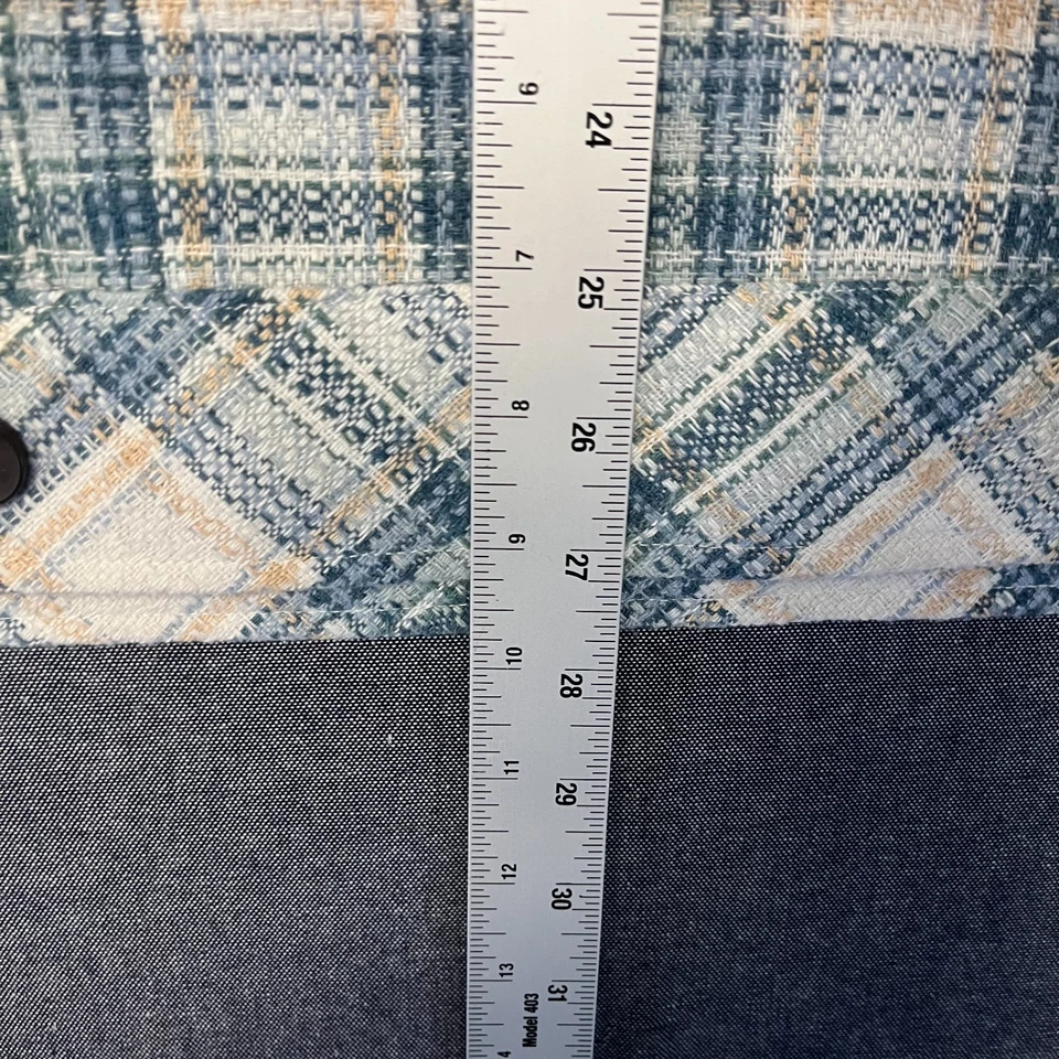 Chaqueta Boston Traders para hombre talla XL azul y beige franela a cuadros botón delantero Foto 4 de 4