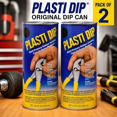 Plasti Dip Black Rubber Coating 14.5 oz Peelable Flexible Spray - Pack of 2