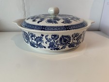 Vintage Ridgway ironstone blue and white floral Casserole Dish 