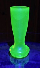 Large 10" Antique Loetz Kralik Iridescent Green Uranium Glass Vase Art Deco