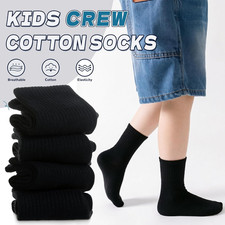 Kids Classics Crew Socks 10 Pairs Cotton Basic School Uniform Breathable 9-12
