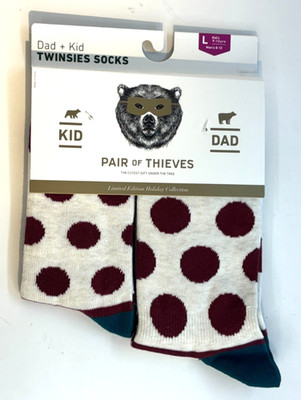 Pair of Thieves Dad+Kid matching Socks, Kids Large 9-12 yrs Men's 8-12, NEW!!