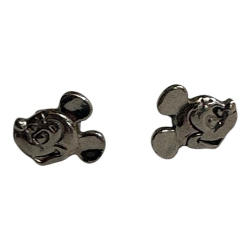 DISNEY Mickey Mouse Head Turned Left Stud Earrings in Sterling Silver 1.5 grams