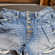 KanCan High Rise Blue Distressed Denim Cut Off Shorts