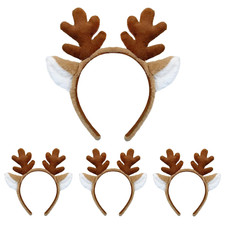 Deer Antler headband 4Pack - Animal Ears Realistic Fluffy Reindeer Antlers Party