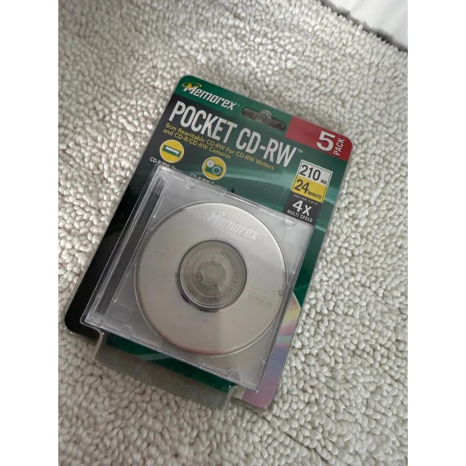 Memorex Pocket CD RW 5 Pack 8cm Rewritable 210MB 24 Minute 4X Multi Speed - Image 4 of 4