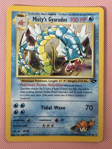 Pokémon TCG Gyarados Holo Rare Card 13/132 Misty's Gym Challenge MP/HP WOTC