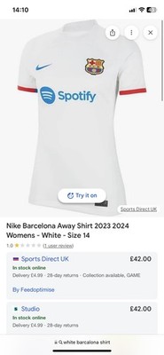 Neu mit Etikett Original Nike FC Barcelona 2023/24 Auswärts Fußballtrikot Medium Damen.