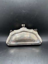 Antique British EPNS Silver Plated Frame Purse SM&Co Green Fabric C.1900 Rare