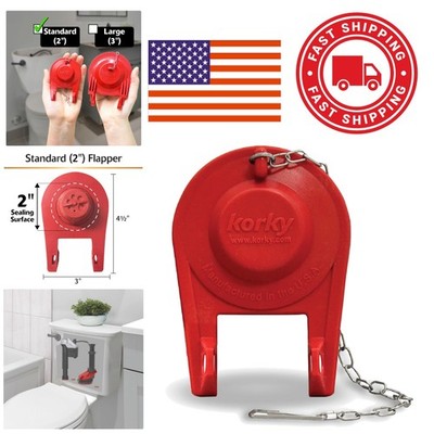 Easy Install Toilet Flapper 2 Inch Adjustable Rubber with Stainless Steel Chain
