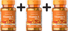 3 x Puritans Pride Vitamin K, 100mcg - 100 tabs (76,63 EUR/kg)
