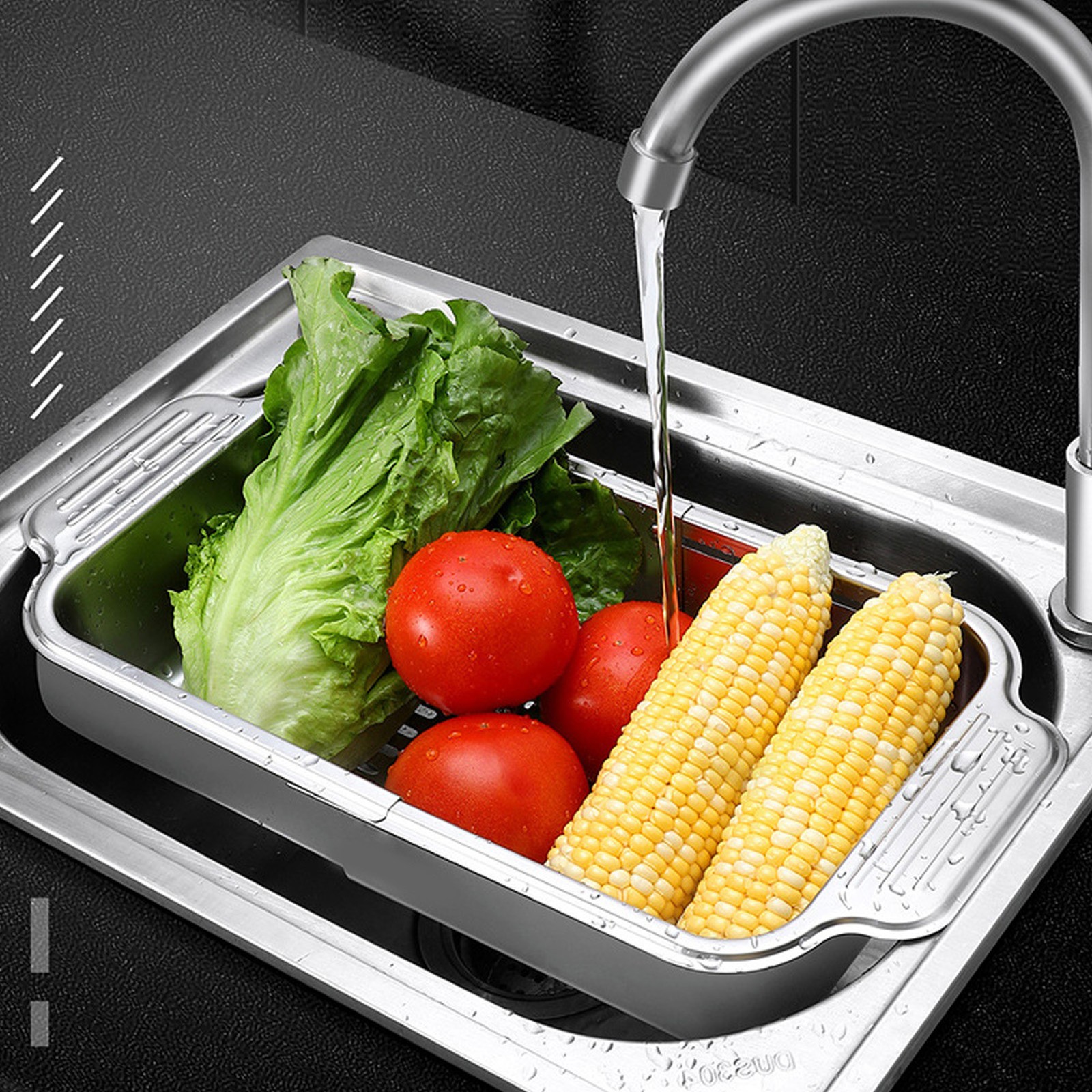 Over The Sink Strainer Extendable 304 Stainless Steel Over The Sink Colander For