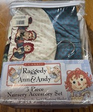 90s Vintage Classic Raggedy Ann and Andy Nursery Accessory Set Crib Diaper Stack
