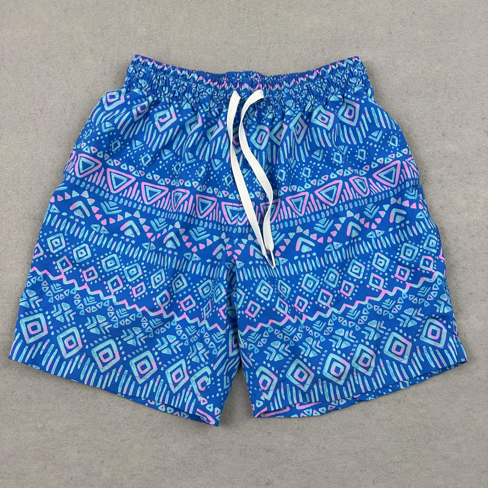 Chubbies Swim Trunks Shorts Mens Small Blue Geometric Mesh Lined Drawstring S