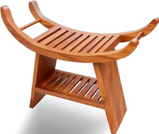 23" Teak Shower Bench Teak Shower Stool Curved Seat,Wooden Stool for Bathroom,Te