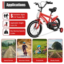 Children's Bike 14 in Kids Bicycles 6-14 Year Boy Girl Beginner Riders Kids Bike