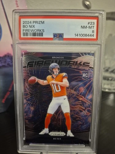 2024 Panini Prizm - Fireworks Bo Nix #23 (RC) PSA 8