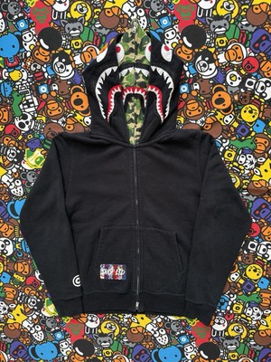 A Bathing Ape Black Double Shark Hoodie