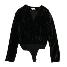 Good American Black Velvet Bodysuit  Women's Size 0  NWT