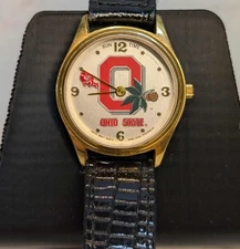Vtg Sun Time Ohio State Watch Leather Band Made In Hong Kong