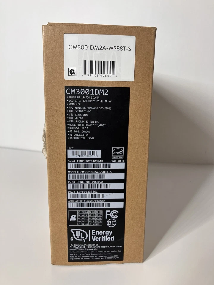 Asus Chromebook 10.5" Tablet w/ Stylus Chrome OS 128 GB Silver CM3001DM2A NEW - Image 3 of 4