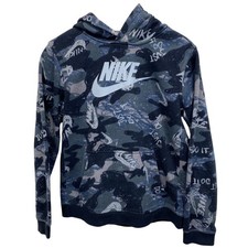 Nike Big Kids Club Boys XL Fleece Pullover Hoodie Sweatshirt Black Gray Camo