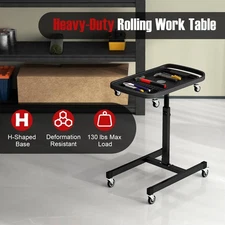 2-in-1 Rolling Tool Tray w/ Detachable Part Tray Portable Mechanic Tool Cart