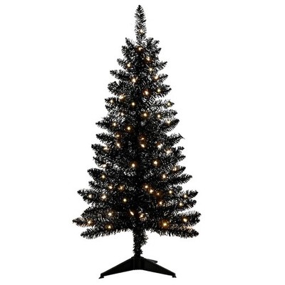 Artificial Halloween Christmas Tree 4 Ft Black Mini Table Christmas Tree with 50