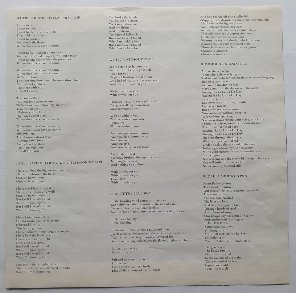 U2 – The Joshua Tree (Vinyl, 1987), Klappcover, Textblatt, Vinyl excellent (EX) - Bild 4 von 4