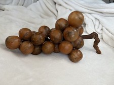 Vintage Large Italian Alabaster Marble Grapes Wood Stem Cluster