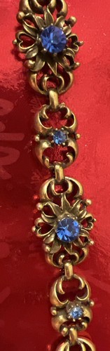 Cora Armband, goldfarben mit saphirblauen Strassblüten. - Bild 3 von 10